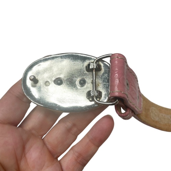 Pink Leather Belt-Youth Girls-Tooled Stamped-Western Belt - Picture 5 of 11